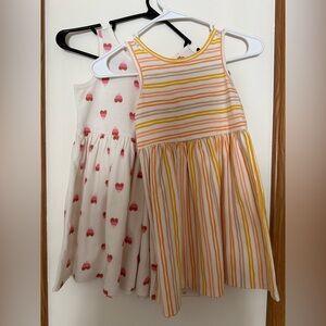 Striped and Heart Patterned Kids Dresses Set of 2